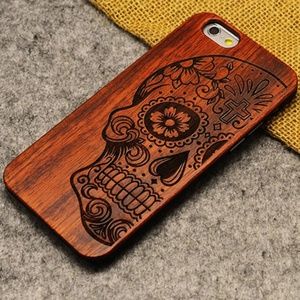 iPhone 7 & 7 Plus Wooden Bamboo Skull Case Cover